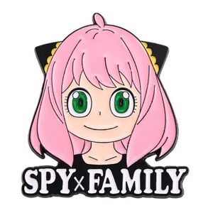 Spy Family Manga Series Enamel Pin, Anya Forger Enamel Metal Pin, Pink & Black